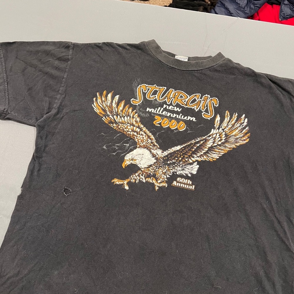 Vintage Sturgis 2000 Millennium T Shirt 60th Annual Biker Rally Eagle Black XL